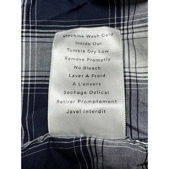 Grayson Frank & Eileen Top Womens 02 US Small Navy Gray Plaid The Hero Button Up - Picture 9 of 9